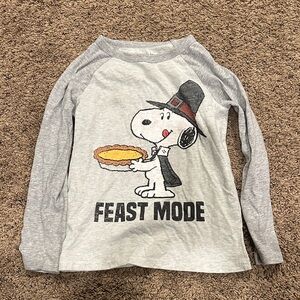 Jumping Beans Gray Raglan Snoopy 'Feast Mode'  Thanksgiving Long Sleeve Tee